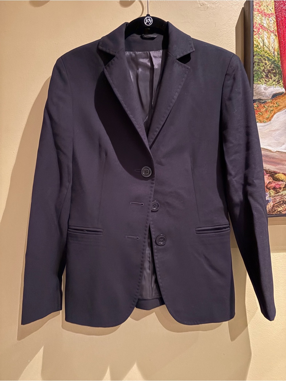 Ladies Dark blazer Ponte fabric, hand stitching, no size given but probs an 8